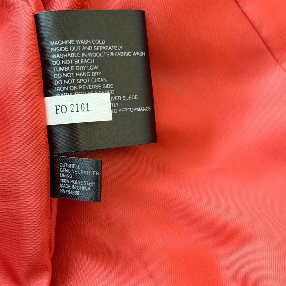 Bernardo Washable Suede Leather Jacket‎ Coat Papaya Orange Large NWT